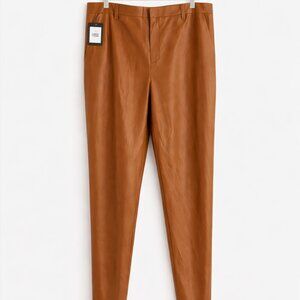 Lysse Cognac Faux Leather Pants XL NWT | High-Rise Tailored Pull-On